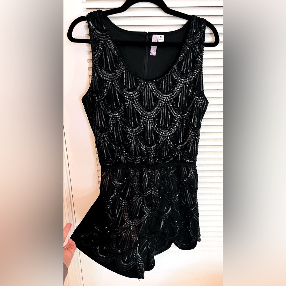 Alya Black Sequined Romper. Size Medium and in mint condition.